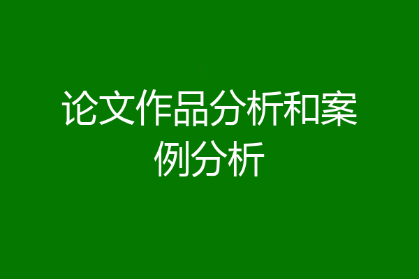 论文作品分析和案例分析