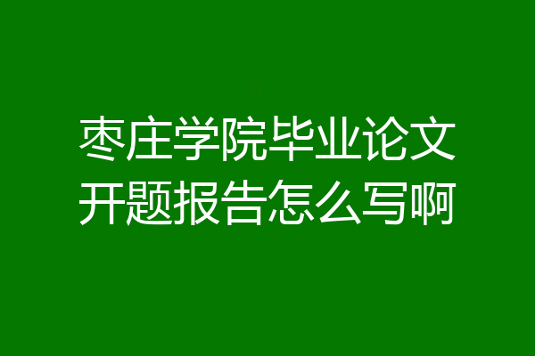 枣庄学院毕业论文开题报告怎么写啊