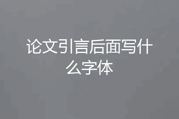 论文引言后面写什么字体