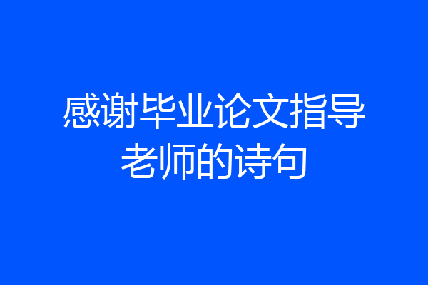 感谢毕业论文指导老师的诗句