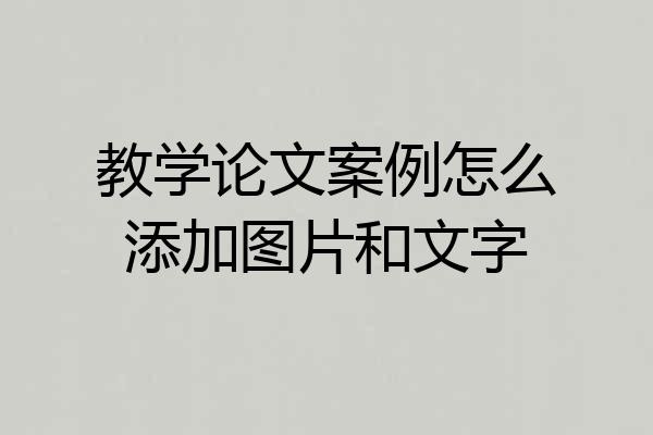 教学论文案例怎么添加图片和文字