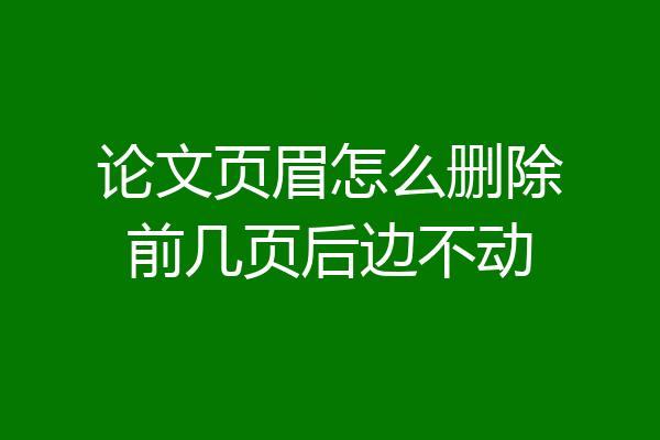 论文页眉怎么删除前几页后边不动