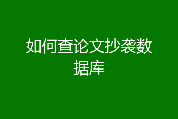 如何查论文抄袭数据库