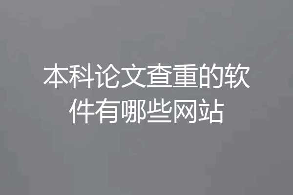本科论文查重的软件有哪些网站