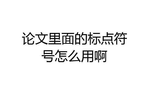 论文里面的标点符号怎么用啊