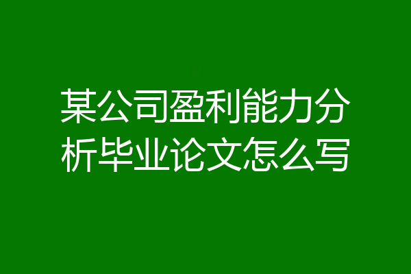 某公司盈利能力分析毕业论文怎么写