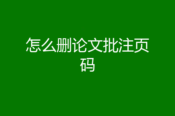 怎么删论文批注页码