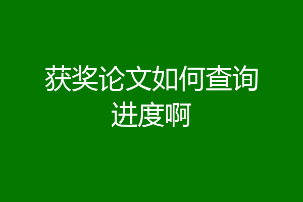 获奖论文如何查询进度啊