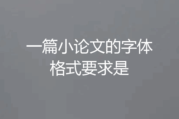 一篇小论文的字体格式要求是