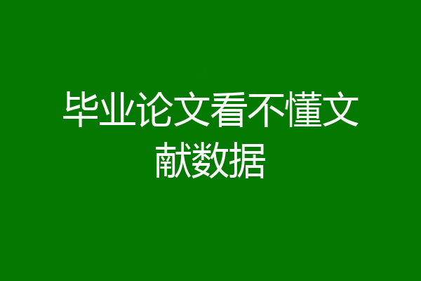 毕业论文看不懂文献数据