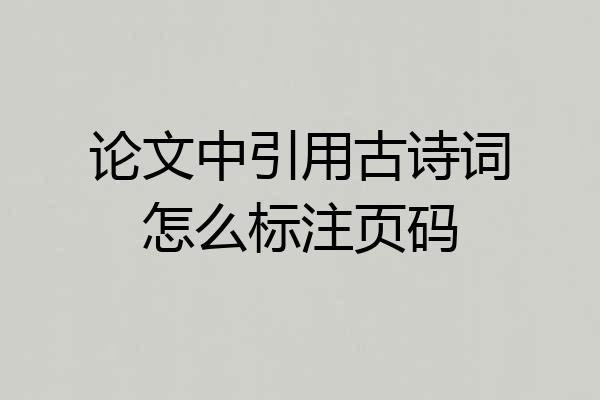 论文中引用古诗词怎么标注页码