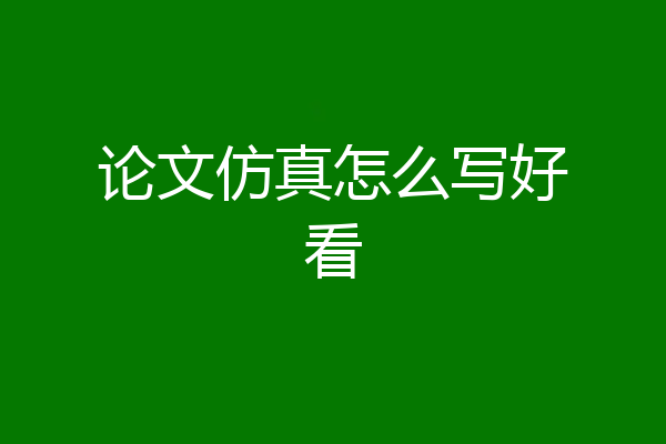论文仿真怎么写好看