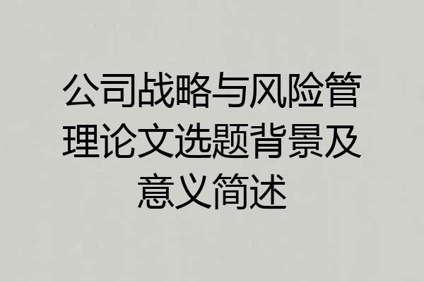 公司战略与风险管理论文选题背景及意义简述
