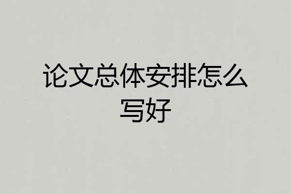 论文总体安排怎么写好