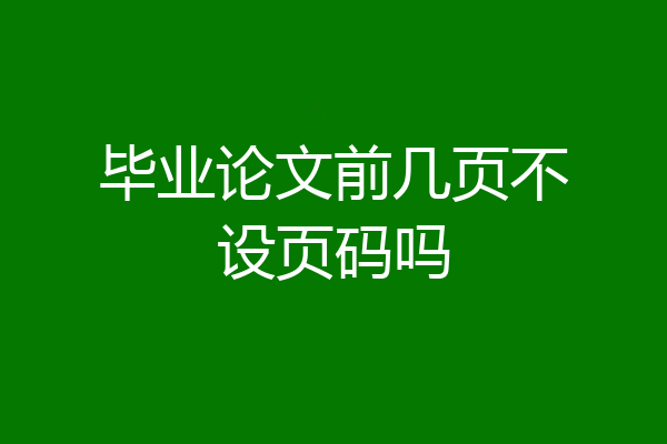 毕业论文前几页不设页码吗