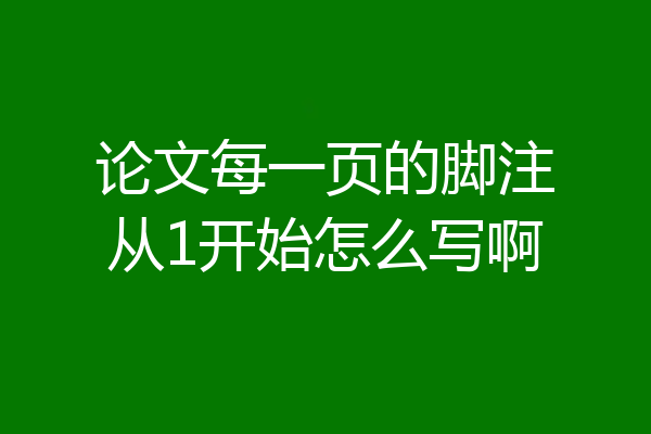 论文每一页的脚注从1开始怎么写啊