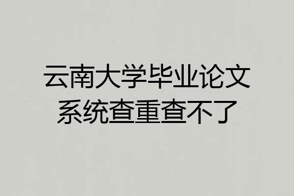 云南大学毕业论文系统查重查不了