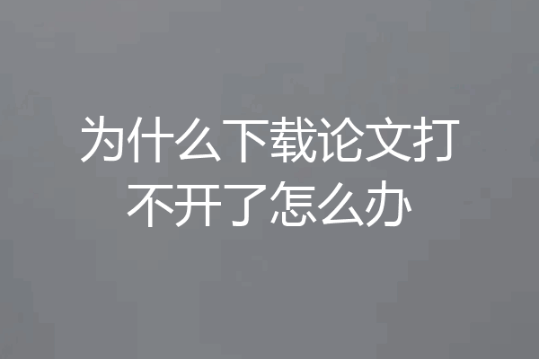 为什么下载论文打不开了怎么办