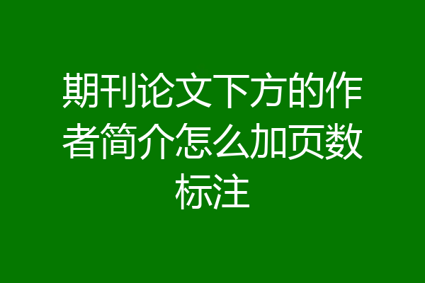 期刊论文下方的作者简介怎么加页数标注
