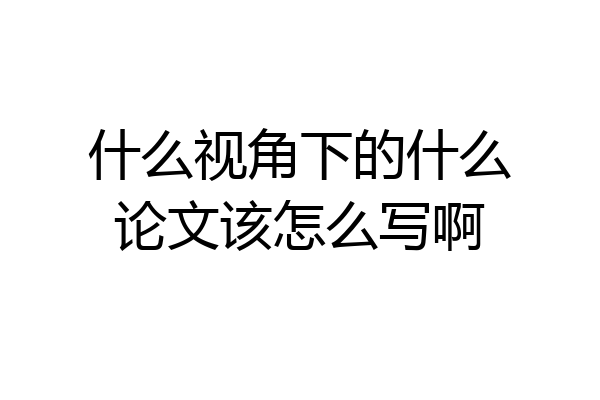 什么视角下的什么论文该怎么写啊