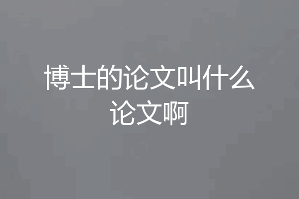 博士的论文叫什么论文啊