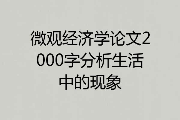微观经济学论文2000字分析生活中的现象