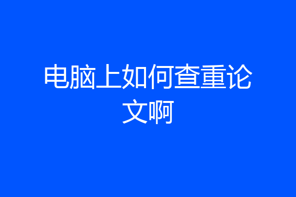 电脑上如何查重论文啊