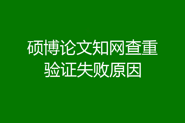 硕博论文知网查重验证失败原因