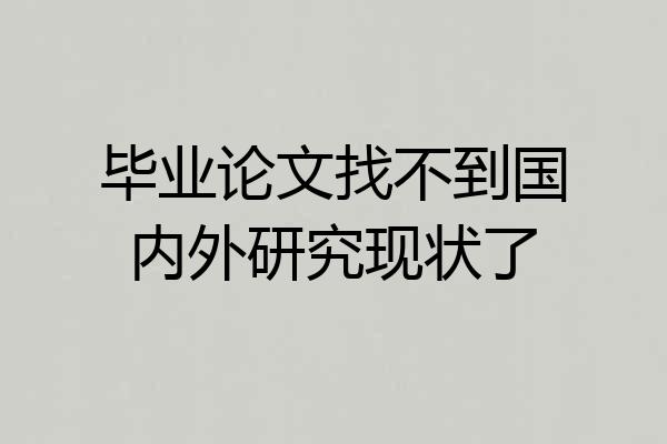 毕业论文找不到国内外研究现状了