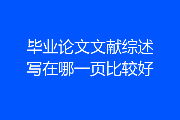 毕业论文文献综述写在哪一页比较好