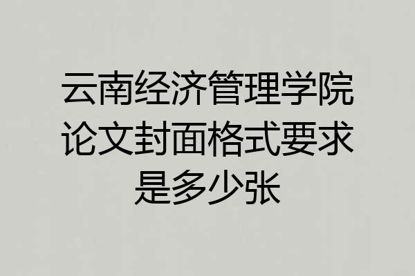 云南经济管理学院论文封面格式要求是多少张