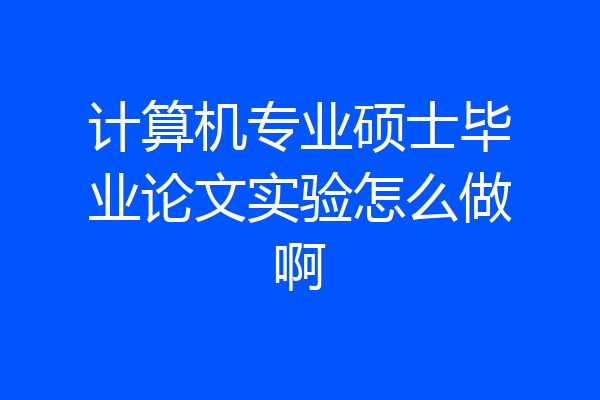 计算机专业硕士毕业论文实验怎么做啊