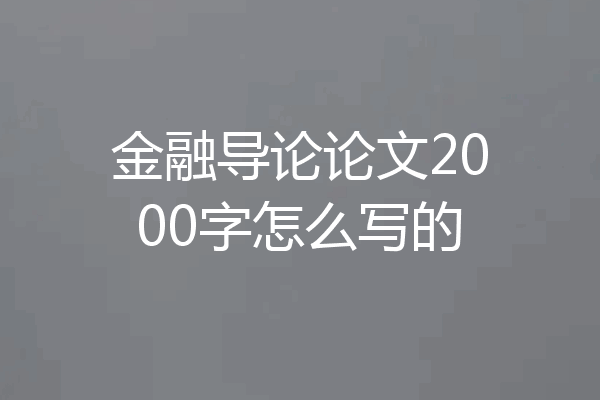 金融导论论文2000字怎么写的