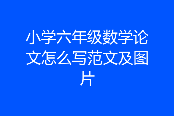 小学六年级数学论文怎么写范文及图片