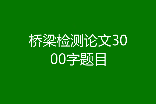 桥梁检测论文3000字题目