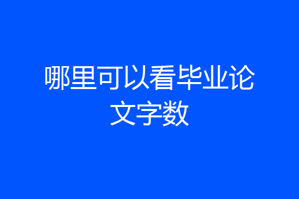 哪里可以看毕业论文字数