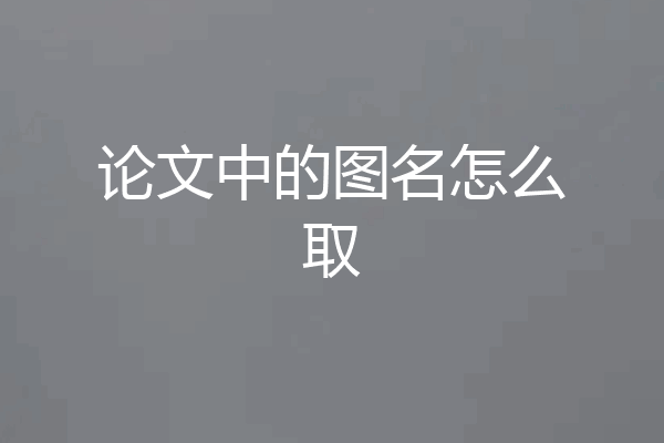 论文中的图名怎么取