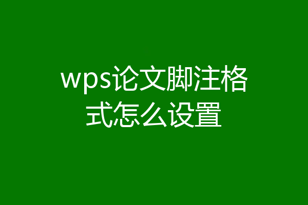 wps论文脚注格式怎么设置