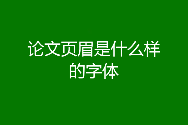 论文页眉是什么样的字体