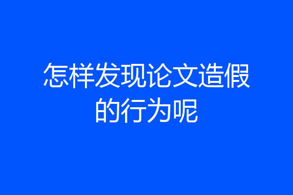 怎样发现论文造假的行为呢