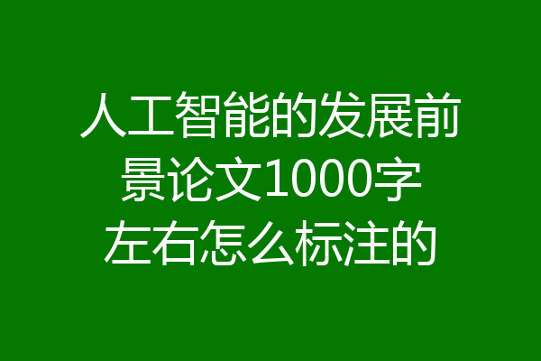 人工智能的发展前景论文1000字左右怎么标注的