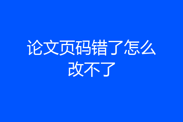 论文页码错了怎么改不了