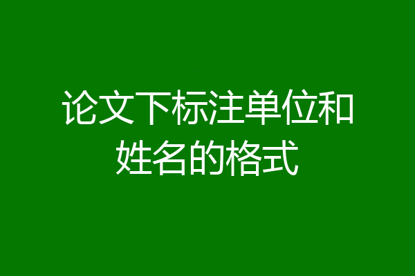 论文下标注单位和姓名的格式