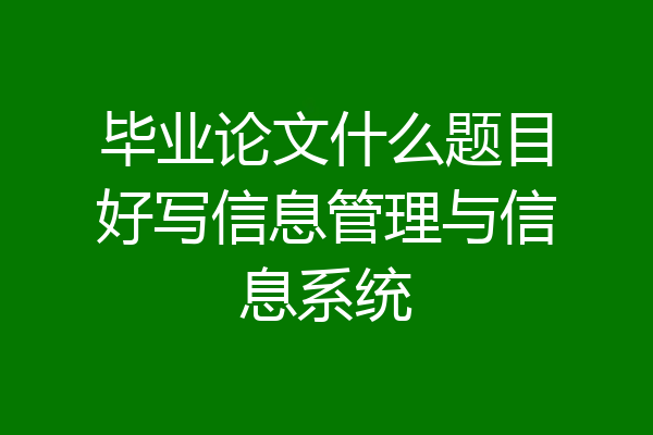 毕业论文什么题目好写信息管理与信息系统