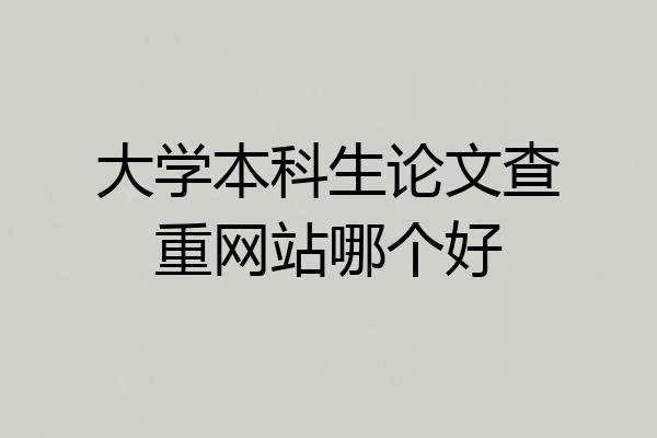 大学本科生论文查重网站哪个好