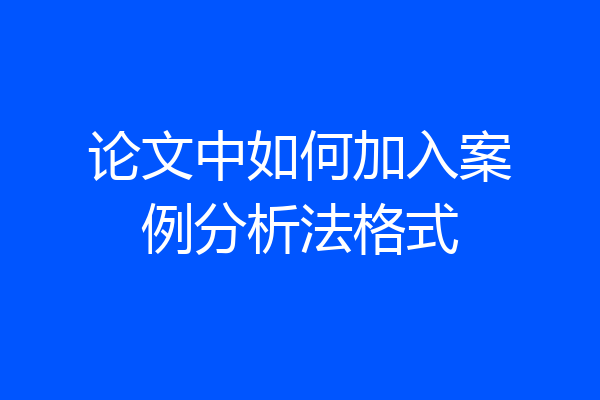 论文中如何加入案例分析法格式