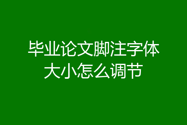 毕业论文脚注字体大小怎么调节