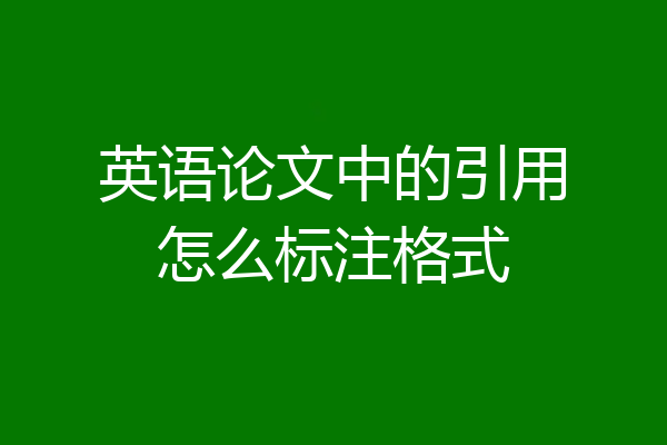 英语论文中的引用怎么标注格式