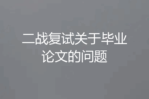 二战复试关于毕业论文的问题