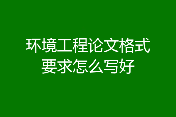环境工程论文格式要求怎么写好